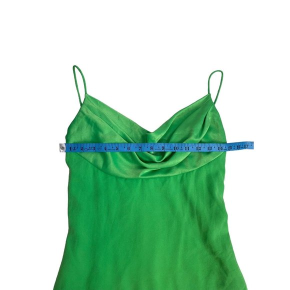 A.J. Bari Neiman Marcus Retro 80-90’s Green Mini Dress Ruffled Scoop Neck SZ10 - Picture 8 of 11